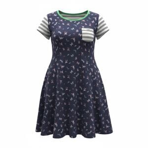 Girls Navy Floral Hi Low Dress Short Sleeve Pocket Casual Size 8 10